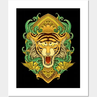 Tiger head with decorative Posters and Art